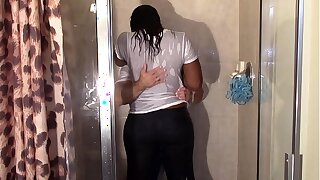 Big Baneful Boodle Grinding White Dick in Shower till they cum